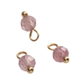 4mm faceted pink strawberry quartz stone charms with gold loop for DIY jewelry making - Strawberry Quartz (4mm)