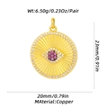 Detail view of gold copper Evil Eye pendant with pink gems and dimensions measurement - Pink and Black Evil Eye Round Style (XL-306-A) / Pendant