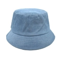 Detailed view of light blue denim bucket hat showing washed fabric texture and stitching - M(56-58cm) / Medium Blue