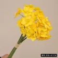 Artificial yellow narcissus silk flower bouquet 41cm tall with green stems and raffia tie - Yellow