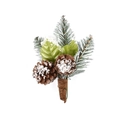 Weihnachtlicher Deko-Zweig mit verschneiten Zapfen, grünen Blättern und Kiefernnadeln - 16CM Kiefernzapfen Zweige (Mit Natürlichen Kiefernzapfen)