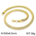 Golden 500x6.5mm stainless steel snake chain necklace with lobster clasp - Gold (KN203822-Z)