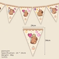 Capybara party pennant banner set with cartoon designs and size details on white backdrop - Pennant Banner 12PCS