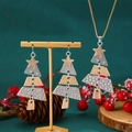 Christmas tree alloy necklace and earrings set with gold and silver layered pendants - Christmas Tree Necklace and Earrings Set (K-432+10261) / Gold and Silver Two-tone