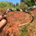 Handmade golden wire crown headband with multicolor green and orange crystal stones - Double Row / Indian Agate-Double Row