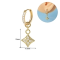 Gold stainless steel earring with star pendant and small crystals, 15mm size details - Diamond
