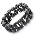 Pulsera para hombre de 22mm en acero inoxidable estilo cadena de bici con acabado antiguo - 20.5CM / Plata Antigua (KB68853-BD)