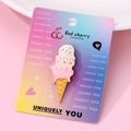 Cute cartoon ice cream enamel brooch on a display card for bags and clothing - Ice Cream Shape (076)
