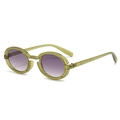 Retro round sunglasses with olive green frame and purple gradient lenses - C3 Olive Green