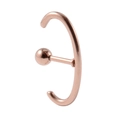 Rose gold C-shaped stainless steel ear bone stud with a polished barbell ball finish - 1.2x6x4mm / Rose Gold