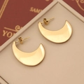 Elegant gold crescent geometric stud earrings displayed on a minimalist jewelry box - Crescent Moon Stud Style (3#)