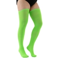 Plus size over-the-knee thigh high socks in bright green ribbed knit elastic fabric - Plus Size / Fluorescent Green