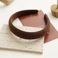 Wide milk tea brown sponge headband in textured fabric for high skull top volume - Dark Coffee