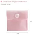 Pink velvet snap jewelry pouch 7x7cm for rings and necklaces storage - 小号款(7cm*7cm) / Light Pink