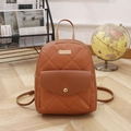Brauner gesteppter Mini-Rucksack mit Gold-Metallplatte und Magnet-Druckknopfklappe - Braun