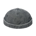 Vintage distressed washed gray docker hat with Japanese industrial style design - Dark Gray