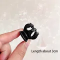Mini 3cm black glossy claw clip hair accessory for partial styling with metal spring - Glossy Black Medium