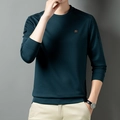 Dunkelgrüner Herren-Langarm-Pullover mit schmaler Passform und Streifen an den Schultern - M / Blaugrün