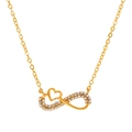 Infinity heart necklace in golden finish with sparkling cubic zirconia crystals - KC Gold Infinity Heart Style
