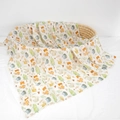 Bamboo cotton swaddle blanket with watercolor forest animals over a woven basket - 120*120cm / Forest Zoo-Bamboo Cotton Muslin