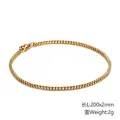 Gouden titanium stalen box-ketting armband voor heren en dames, 2mm breed en 200mm lang - Goud-Dunne Stijl (KB126646-Z)