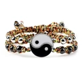 Yin Yang Tai Chi bracelet set with dragon totem beads and colorful braided ropes - Tai Chi Multicolor Pair