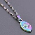 Regenbogen-Edelstahlkette mit 18k vergoldetem Sonnen- und Augen-Anhänger-Design - Halskette / Bunt