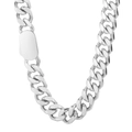 Minimalist silver hip hop cuban link chain necklace in premium polished stainless steel - Steel Color Cuban Necklace (KN231609Z) / 12mm Width 45cm Length