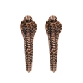 Gothic cobra shaped drop earrings in vintage copper finish with scale texture - Antique Copper