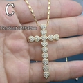 Detailed view of a gold heart-shaped zircon cross pendant measuring 24 by 42mm - C-Heart Shaped Cross