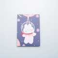 Mini portable note pad featuring a cute astronaut rabbit illustration in purple - Space Floating Rabbit (SR2008-49)