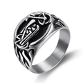 Anello da uomo vintage in acciaio inossidabile stile biker con fiamme e finitura lucida - US 7 / Color Acciaio