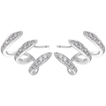 Macro shot of 18K gold-plated triple-layered claw earrings with sparkling zircon inlay - Silver VE653