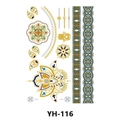 Metallic gold and blue mandala temporary tattoo stickers with Fatima hand design YH-116 - Hamsa Hand and Mandala Floral (YH-116)