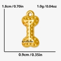 Dimensiones del colgante de hueso de perro dorado de acero inoxidable para joyería - Oro Chapado de 18K / Dorado