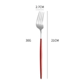 European style stainless steel dinner fork with sleek red handle and 21cm length - Red Silver Dinner Fork