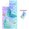 Microfiber mermaid beach towel with mermaid vibes print and matching drawstring storage bag - Fish Tail (Single-sided Print with Cloth Bag)