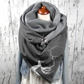 Thick warm winter shawl scarf with deer and branch print in double-sided grey tones - 150*75cm / Double Sided Grey Deer Branches (Image 6)