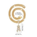 Golden iced-out Cuban chain with letter A pendant, hip hop jewelry 45cm length - Gold Letter A Pendant + 20in Cuban Chain