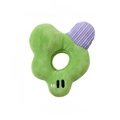 Green plush squeaky dog toy with purple corduroy petal for small puppy dental health - Letter X / Green