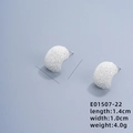 Frosted silver C-shaped moon stud earrings with glitter sand finish and product dimensions - C-Shape Semicircle (E01507-22)
