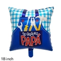 18-inch square foil balloon for Father's Day with blue checkered design and Te Quiero Papá - 18 Inch Square Apron Tools Spanish Father's Day