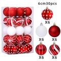 Set di 30 palline di Natale da 6cm rosse e bianche con motivi vari in confezione - MJCHQ94-FH Rosso Bianco Scatola Quadrata Texturizzata / 6cm Set da 30
