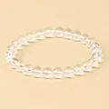 Minimalist beaded natural crystal bracelet featuring high-transparency clear white beads - Transparent Crystal Glass / 8mm