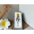 Yellow crystal metal rose in silver finish presented in a grey heart gift box - Silver Stem Yellow Flower