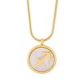 Gold stainless steel Sagittarius necklace with white mother of pearl shell pendant - Sagittarius (KN201583-KLX)