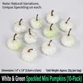 Pack of 10 white decorative mini pumpkins with green spots for Halloween decor - Small Pumpkin (White + Green Dots) 10PCS