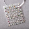 3D embossed camellia nail art stickers TS-2560 featuring white flowers and green leaves - TS-2560 Camellia Story