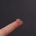 Rose gold heart stud earring with iridescent crystal stone and baguette diamond accent - Heart Opal Style (2#R)