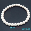 Elegante bracciale di perle di vetro bianco 6mm per donna con perle tonde lucide da 8,5g - Stile Perla Bianco Puro (KB206992-Z) / Diametro della perla 6mm